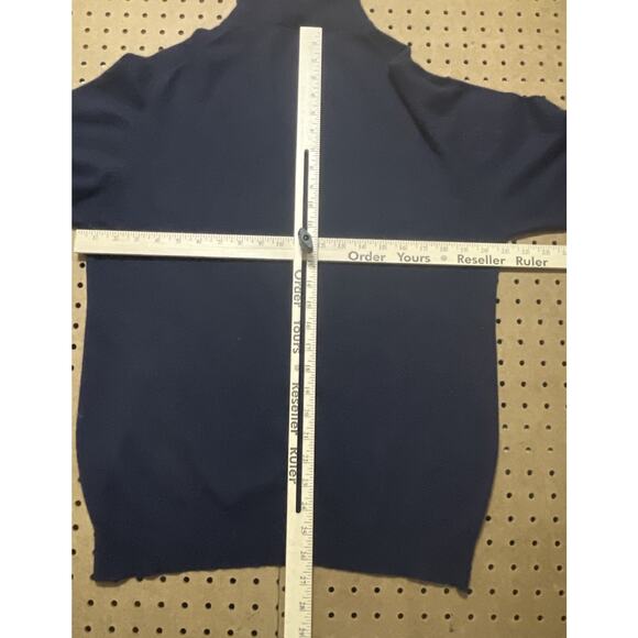 VTG Brioni Roma Sweater Mens Medium Navy Blue Pure Cashmere Mock Neck Italy Made - Picture 6 of 9